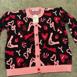 Moschino Black and Pink Patterned Cardigan